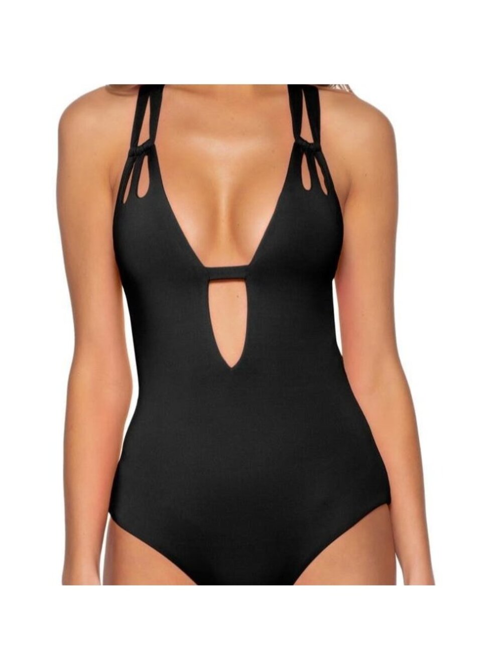 🆕BECCA Color Code Skylar Plunge One-Piece Swimsuit XX-Large (16) Black - Picture 2 of 7